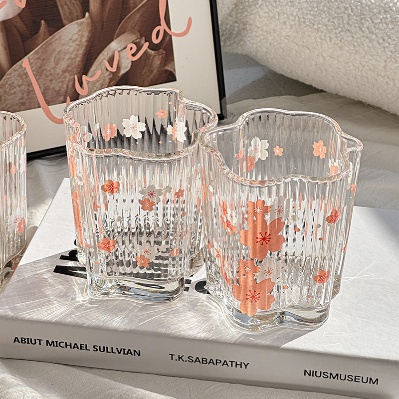 Cherry Blossom Print Glass Cup