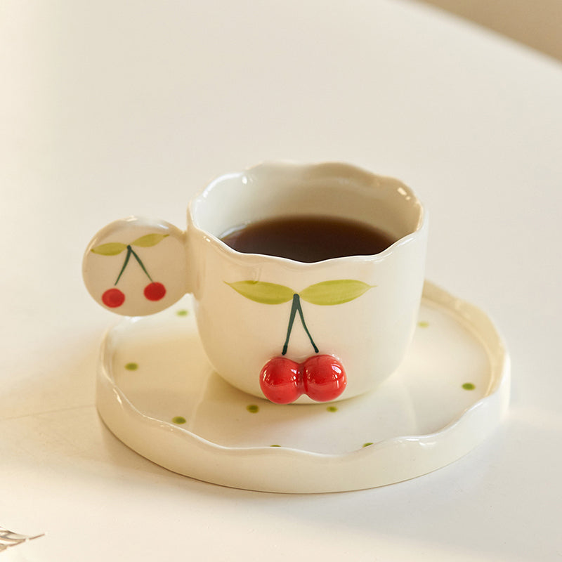 Cherry Embossed Cup and Saucer