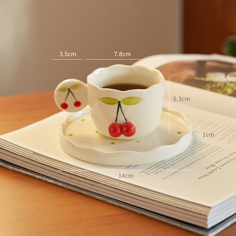 Cherry Embossed Cup and Saucer