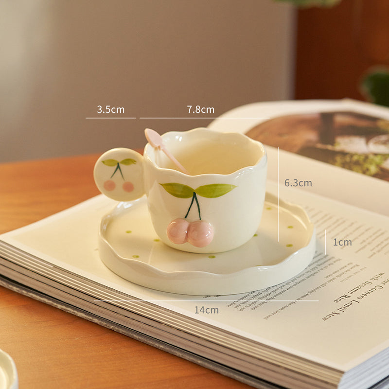 Cherry Embossed Cup and Saucer