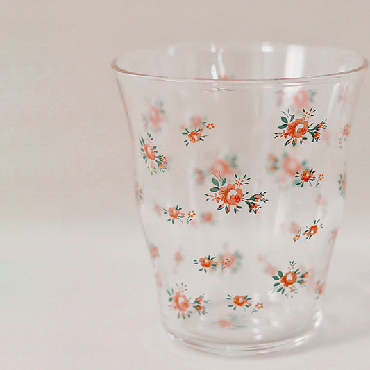 Retro Floral Glass Cup