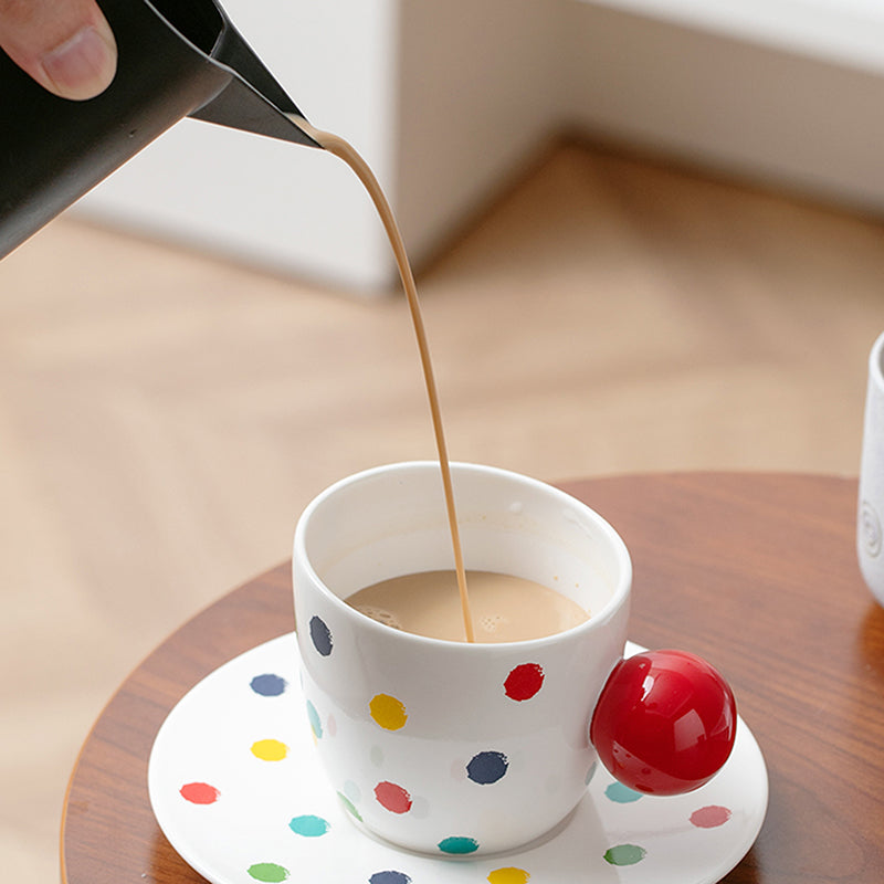 Bevel Polka Dot Ceramic Cup