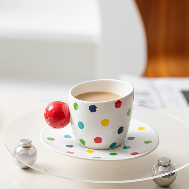 Bevel Polka Dot Ceramic Cup