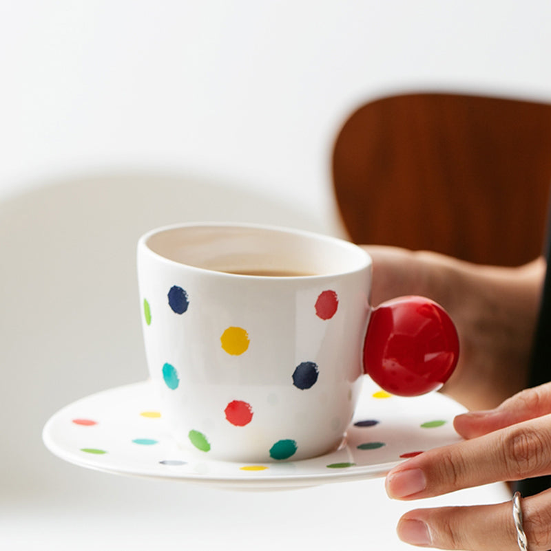 Bevel Polka Dot Ceramic Cup