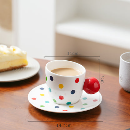 Bevel Polka Dot Ceramic Cup