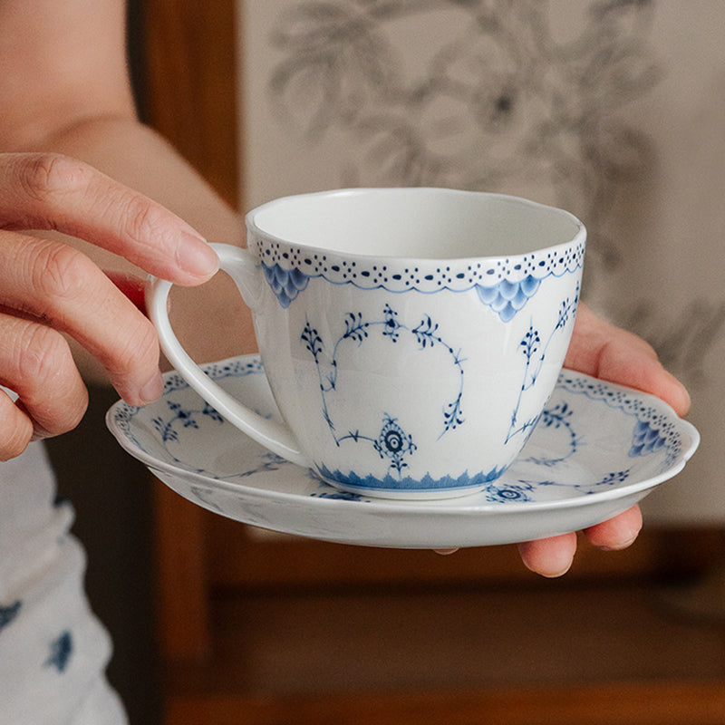 Blue Flower Print Ceramic Cup