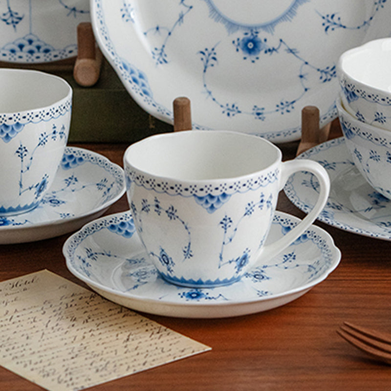 Blue Flower Print Ceramic Cup