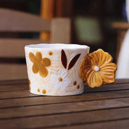 Retro Embossed Creative Ceramic Mug