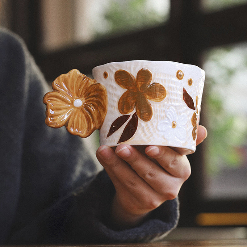 Retro Embossed Creative Ceramic Mug